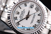 Rolex Datejust Oyster Perpetual Automatic Movement ETA Case with White Dial and Roman Markers