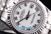 Rolex Datejust Oyster Perpetual Swiss ETA 2671 Automatic Movement Silver Case with White Dial and Roman Markers