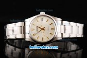 Rolex Milgauss Precision Automatic Movement Silver Case with Rose Gold Stick Markers-Beige Dial and SS Strap