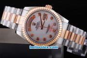 Rolex Day-Date Oyster Perpetual Automatic Rose Gold Bezel with White Dial and Diamond Marking-Big Calendar Rolex Day-Date Oyster Perpetual Automatic Rose Gold Bezel with White Dial and Diamond Marking-Big Calendar