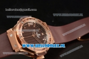 Hublot Big Bang Tutti Japanese Miyota Quartz Rose Gold Case with Brown Dial Stick Markers and Brown Rubber Strap