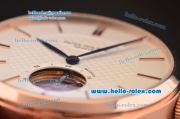 Patek Philippe Calatrava Tourbillon Automatic Rose Gold Case with White Dial and Brown Leather Strap