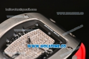 Richard Mille RM007 Miyota 6T51 Automatic Steel Case with Diamonds Dial and Red Rubber Strap