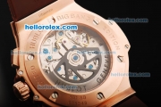 Hublot Big Bang Limited Edition Swiss Valjoux 7750 Automatic Movement Rose Gold Case with Diamond Bezel and Brown Dial