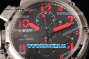 U-Boat U-51 Chimera Watch Limited Edition Chrono Miyota Quartz Steel Case with Black Dial and Red Arabic Numeral Markers