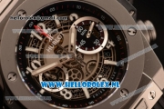 Hublot Big Bang Unico Chrono Swiss Valjoux 7750 Automatic Steel Case with Skeleton Dial and Black Rubber Strap Steel Bezel - 1:1 Original