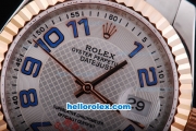 Rolex Datejust Oyster Perpetual Automatic Two Tone with White Dial and Rose Gold Bezel-Blue Marking