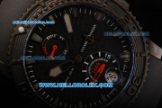 Ulysse Nardin Marine Diver Chronometer Automatic Movement Power Reserve PVD Case with Black Dial and Black Rubber Strap