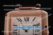 Cartier Tank Anglaise Miyota 9015 Automatic Rose Gold Case/Bracelet with Silver Dial and Roman Numeral Markers