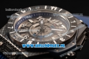 Hublot Big Bang Unico GMT Asia Auto PVD Case with Skeleton Dial and Blue Rubber Strap