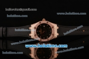 Audemars Piguet Royal Oak Lady Miyota OS2035 Quartz Rose Gold/Diamond Case with Black Leather Bracelet and Black Dial (EF)