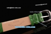 Franck Muller Heart Swiss Quartz Steel Case with Green Leather Strap Diamond Bezel and White Dial - ETA Coating