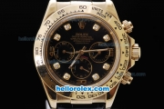 Rolex Daytona Chronograph Automatic Gold Case with Black Dial-Diamond Markers