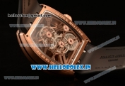 Franck Muller Vanguard Miyota Automatic Copy Tourbillon Rose Gold Case With Skeleton Dial Leather/Rubber Strap