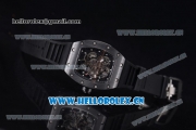 Richard Mille RM 055 Miyota 9015 Automatic PVD Case with Skeleton Dial and Black Rubber Strap Dot Markers