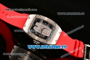 Richard Mille RM007 Miyota 6T51 Automatic Steel Case with Diamonds Dial and Red Rubber Strap