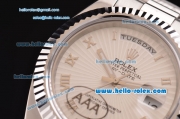 Rolex Day-Date II Automatic Movement White Dial with Silver Rome Numeral Marker and SS Strap