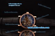 Patek Philippe Grand Complications Asia 3836 Automatic Rose Gold Case with Black Leather Strap Skeleton Dial Roman Markers