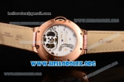 Cartier Ballon Bleu De Tourbillon Swiss Tourbillon Manual Winding Rose Gold Case with Pink Dial Pink Leather Strap and Roman Numeral Markers