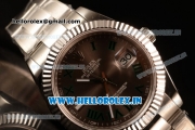 Rolex Datejust Oyster Perpetual Swiss ETA 2836 Automatic Steel Case Roman Numeral Markers With Brown Dial Steel Bracelet (BP)