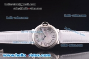 Cartier Ballon bleu de Swiss Quartz Steel Case with White MOP Dial and White Leather Strap