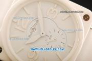 Bell & Ross BR-S Swiss ETA Quartz Ceramic Case with White Dial and White Leather Strap