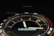 Ferrari Lap Time Chronograph Quartz Movement PVD Case with Black Dial and Black Rubber Strap