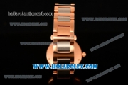 Cartier Rotonde De Miyota Quartz Rose Gold Case/Bracelet with Brown Dial and Diamonds Bezel