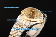 Rolex Day-Date Oyster Perpetual Swiss ETA 2836 Automatic Movement Steel Case with Gold Bezel and Two Tone Strap