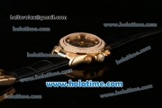 Rolex Daytona Swiss Valjoux 7750 Automatic Yellow Gold Case with Black Leather Bracelet Diamond Bezel and Grey MOP Dial