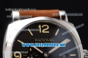 Panerai Radiomir 1940 3 Days GMT Power Reserve Asia ST25 Automatic Steel Case with Black Dial and Brown Leather Strap Stick/Arabic Numeral Markers
