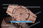 Audemars Piguet Royal Oak Chronograph Swiss Valjoux 7750 Automatic Rose Gold/Diamonds Case with Diamonds Bezel Diamonds Dial and Stick Markers (EF)