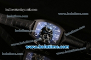 Franck Muller Mariner Chronograph Quartz Movement PVD Case with Black Dial and White Numeral Marker-Black Leather Strap