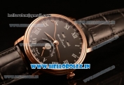 BlancPain Villeret Miyota 9015 Automatic Rose Gold Case with Black Dial Roman and Black Leather Strap (EF)