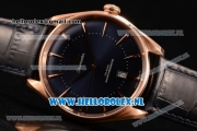 Omega De Ville Tresor Master Co-Axial Clone Omega 8801 Automatic Rose Gold Case with Blue Dial and Black Leather Strap - 1:1 Original