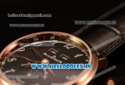 BlancPain Villeret Miyota 9015 Automatic Rose Gold Case with Black Dial Arabic and Black Leather Strap (EF)