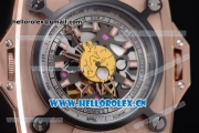 Hublot Masterpiece MP 08 Antikythera Sunmoon Asia 2813 Automatic Rose Gold Case Skeleton Dial Stick Markers and Yellow Leather Strap