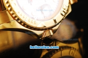 Rolex Yachtmaster Swiss ETA 2836 Automatic Movement Full Gold Case/Strap with White Dial and White Round Hour Marker