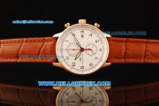 IWC Portuguese Yacht Club Chronograph Quartz Movement Rose Gold Case with White Dial and Leather Strap