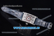 Franck Muller Long Island Las Vegas Asia 2813 Automatic Steel Case with White Dial Arabic Numeral Markers and Blue Leather Strap