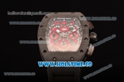 Richard Mille RM 011 Felipe Massa Flyback Chronograph Swiss Valjoux 7750 Automatic Carbon Fiber Case with Skeleton Dial and Red Markers - 1:1 Original