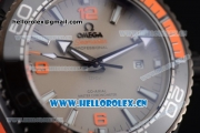 Omega Seamaster Planet Ocean 600M Clone Omega 8900 Automatic PVD Case with Grey Dial and Black/Orange Rubber Strap Stick/Arabic Numeral Markers (EF)