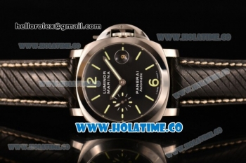 Panerai Luminor Marina Automatic PAM 104 Swiss Valjoux 7750 Automatic Steel Case with Black Dial and Green Arabic Numeral/Stick Markers (H)