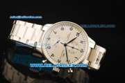 IWC Portuguese Chronograph Quartz Movement Full Steel with White Dial and Arabic Numerals