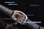 Franck Muller Giga Tourbillon ST22 Automatic Steel Case with Black Leather Strap and White Dial - Blue Hands