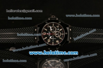 Hublot Big Bang Chronograph Quartz Movement Full Ceramic Case with Black Dial and Black Rubber Strap-Silver Numeral Marker