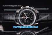 Omega Speedmaster Moonwatch 50th Anniversary Special Edition Copy Venus 75 Manual Winding Steel Case with Black Dial Stick Markers and Black Leather Strap (EF)