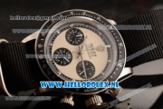 Rolex Daytona Vintage Chronograph Steel Case OS20 Quartz with White Dial and Black Nylon Strap