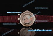 Chopard Swiss ETA Quartz Steel Case with MOP Dial and Plum Leather Strap