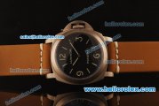 Panerai Luminor Marina PAM177 Swiss ETA 6497 Manual Winding Titanium Case with Black Dial and Dark Orange Leather Strap